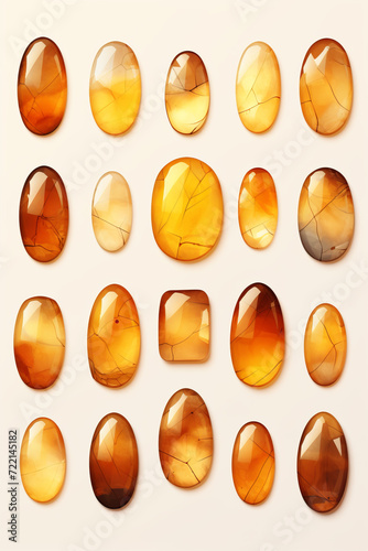 Amber stones on light beige background  minimal monochrome pattern