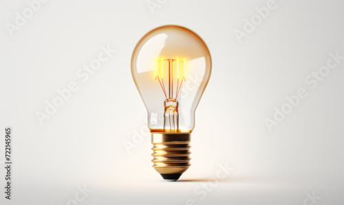 Glowing Lightbulb on Neutral Background