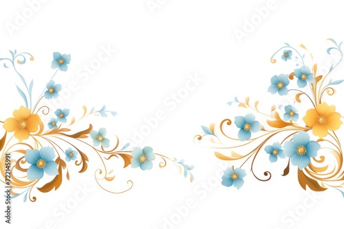 light azure and pale amber color floral vines boarder style vector illustration 