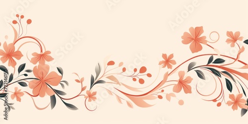 light bisque and pale terracotta color floral vines boarder style vector illustration 