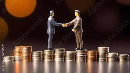 Two businessmen shake hands after a successful business deal. A successful example of a large contract. Represents the flow of capital.