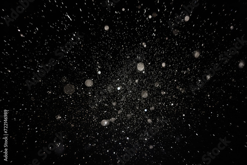 Snowfall on black background. Snowflakes on black background