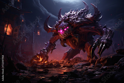 Fantasy dragon in the dark. 3D illustration