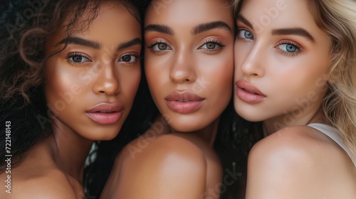 Portrait of attractive female models of different skin color © cherezoff