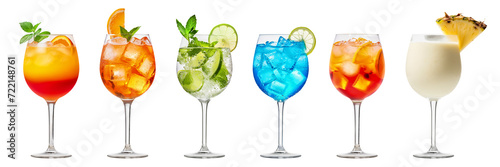 Summer alcohol cocktails on a transparent background photo