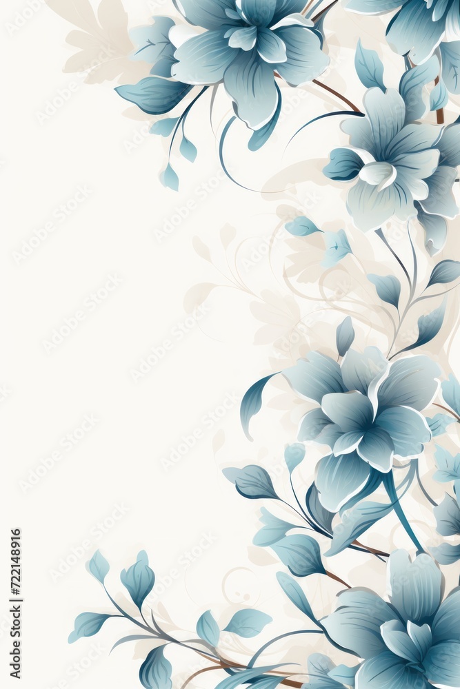 light jade and rosewood color floral vines boarder style vector illustration 