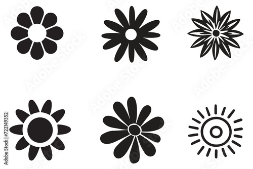 Retro Flowers silhouette Set Vector