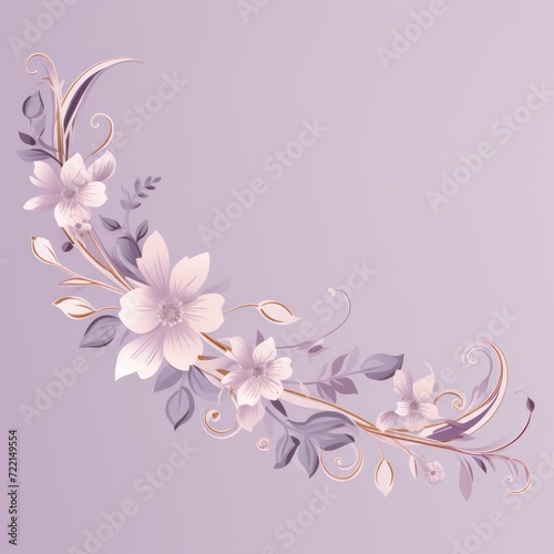 light lavender and pale salmon color floral vines boarder style vector illustration 