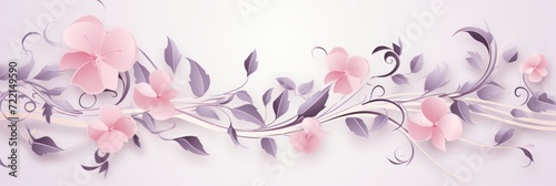 light lavender and pale salmon color floral vines boarder style vector illustration  photo