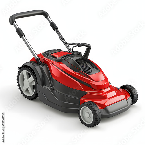 Electric lawnmower isolated on white background, png 