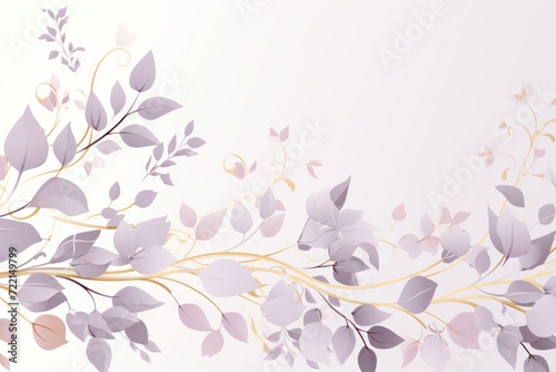 light lavenderblush and pale gold color floral vines boarder style vector illustration
