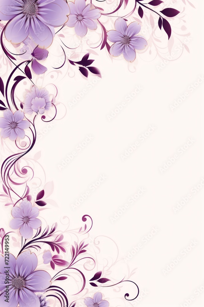 light lemonchiffon and pale coral color floral vines boarder style vector illustration