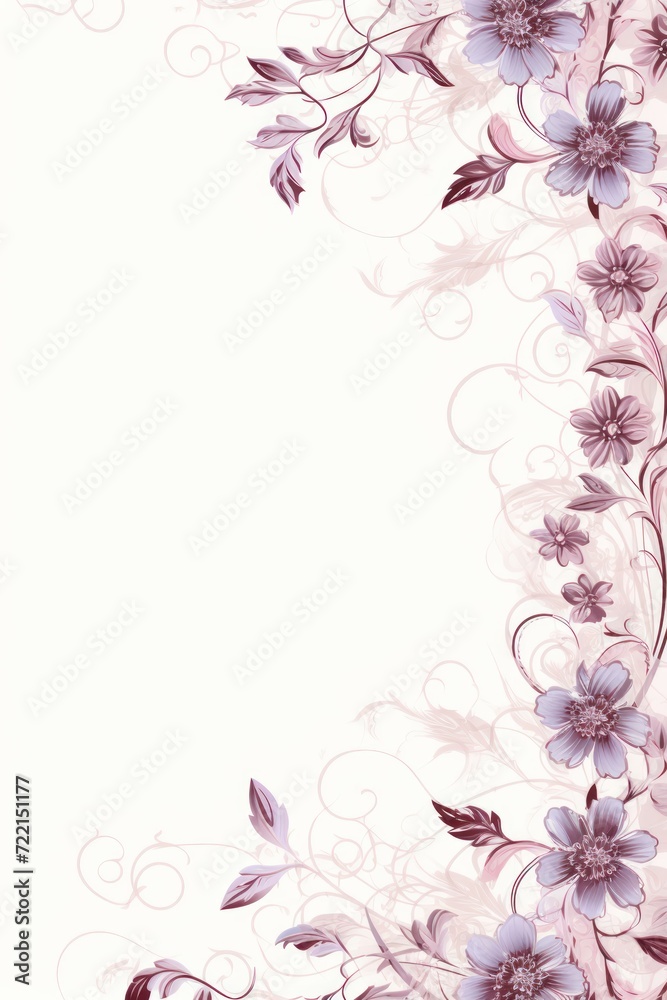 light oldlace and pale mauve color floral vines boarder style vector illustration 