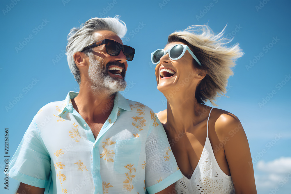portrait of a happy couple in love on vacation on the seashore in summer. love relationships in the family portrait of a happy couple in love on vacation on the seashore in summer. love relationships in the family