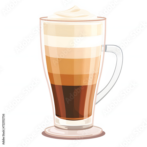Macchiato isolated on white background, simple style, png 