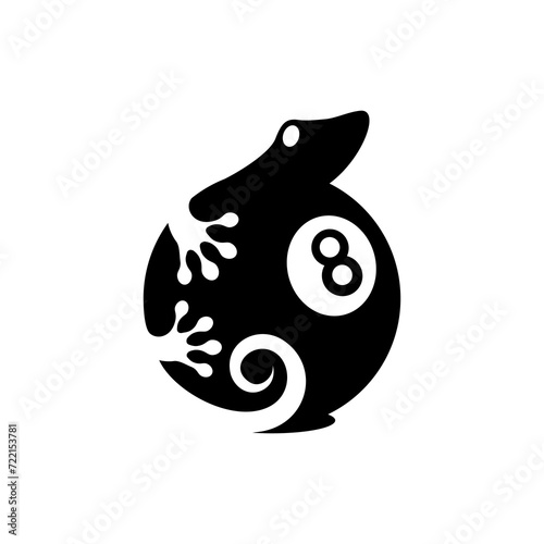 vector logo of a lizard crawling on a billiard ball