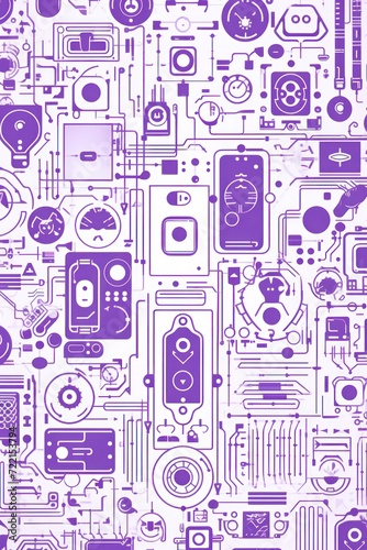 Lilac abstract technology background using tech devices and icons 