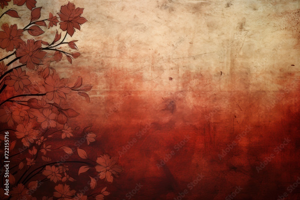 mahogany abstract floral background with natural grunge textures - obrazy, fototapety, plakaty 