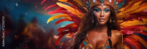 Bautiful Brazil woman in Rio carnival banner photo
