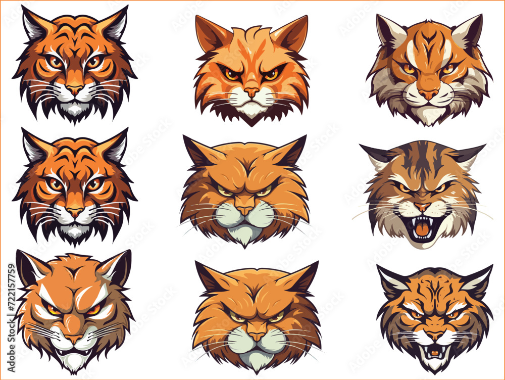 colorful cat head icon, Cute cat head icon colorful cat head icon, Cute cat head icon