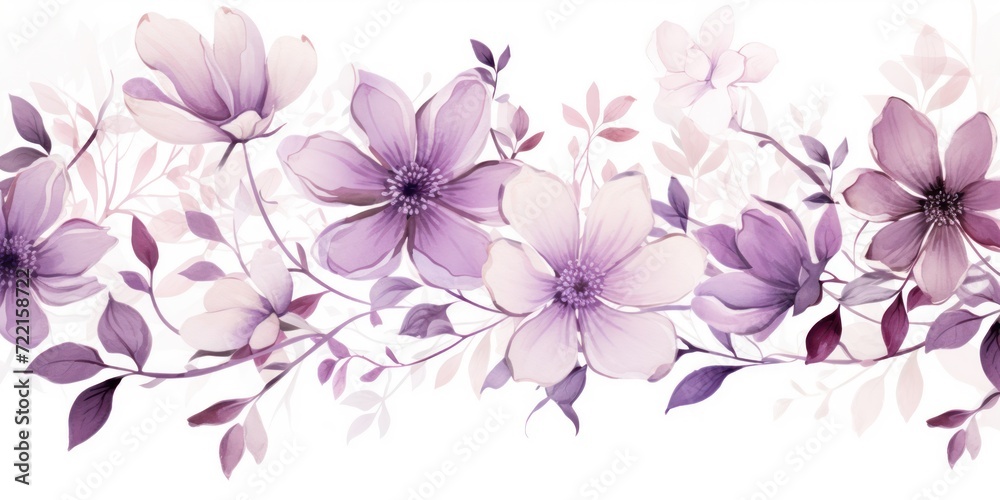 Mauve several pattern flower, sketch, illust, abstract watercolor
