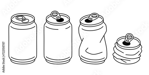 Crushed aluminum can outline drawing set