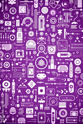 Mauve abstract technology background using tech devices and icons 