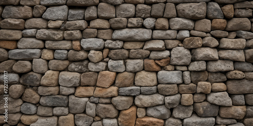 Urzeitliches Mauerwerk  Trockenmauer aus unterschiedlich gro  en Natursteinen