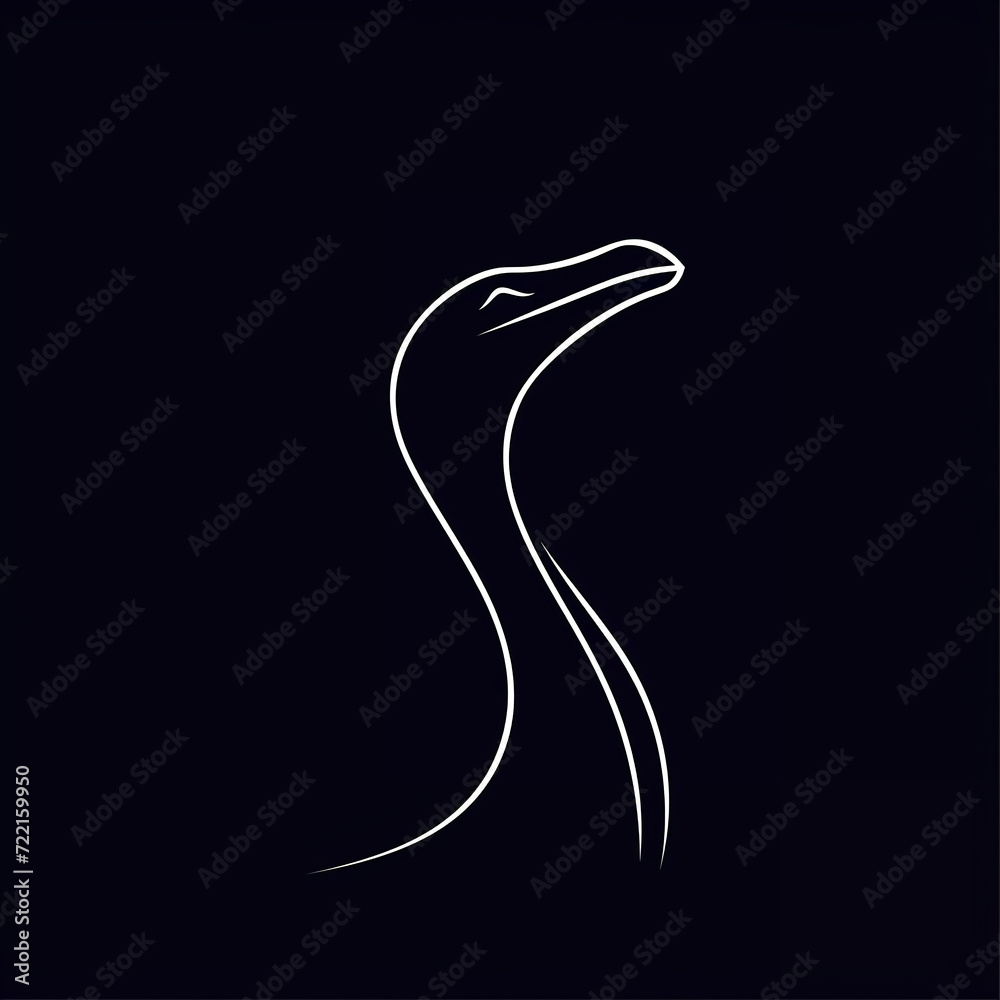 single line trendy minimalist dinosaur logo sign with silhouette for conspicuous flat modern logotype design