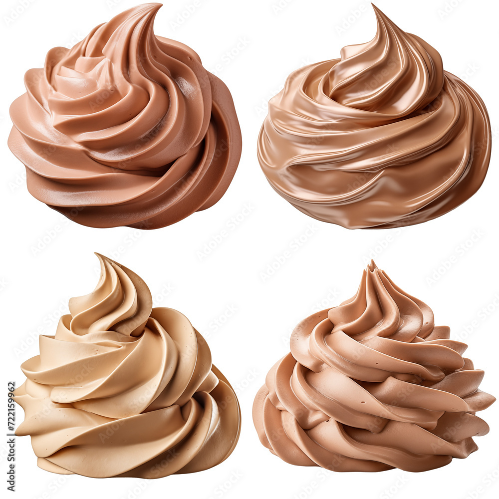 Set of Brown whipped cream Isolated on white background Set of Brown whipped cream Isolated on white background