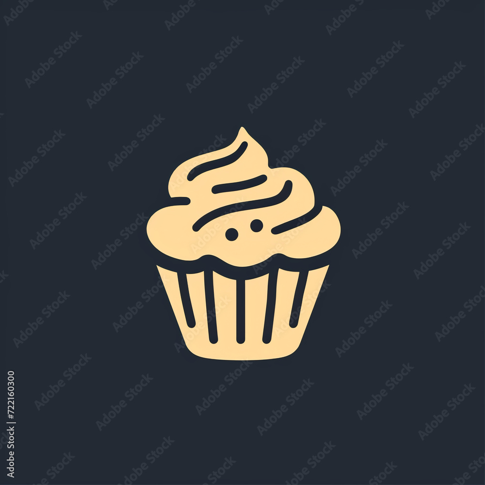 single line trendy minimalist cupcake logo sign with silhouette for conspicuous flat modern logotype design