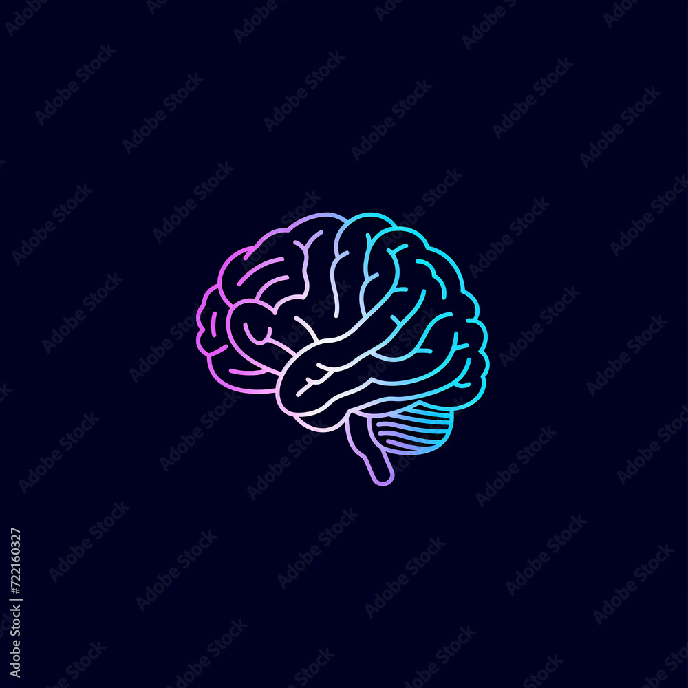 single line trendy minimalist brain logo sign with silhouette for conspicuous flat modern logotype design