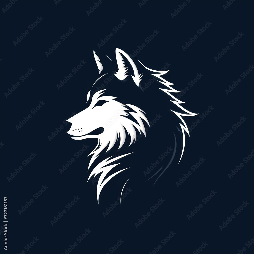 Obraz premium single line trendy minimalist dog logo sign with silhouette for conspicuous flat modern logotype design