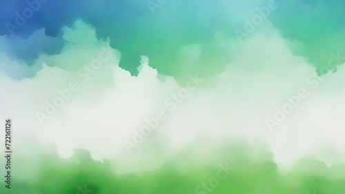 blue green and white watercolor background with abstract cloudy sky concept with color splash design and fringe bleed stains and blobs