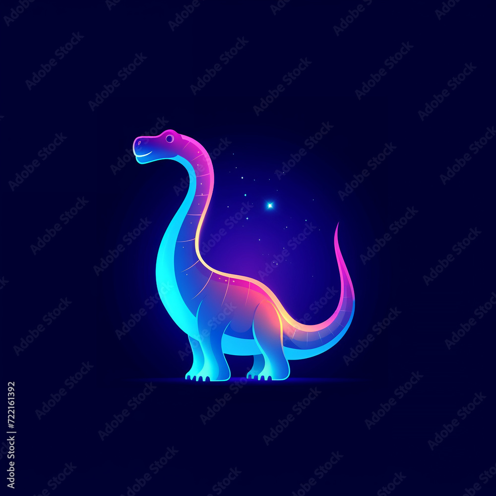 single line trendy minimalist dinosaur logo sign with silhouette for conspicuous flat modern logotype design