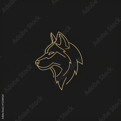 single line trendy minimalist wolf head logo sign with silhouette for conspicuous flat modern logotype design