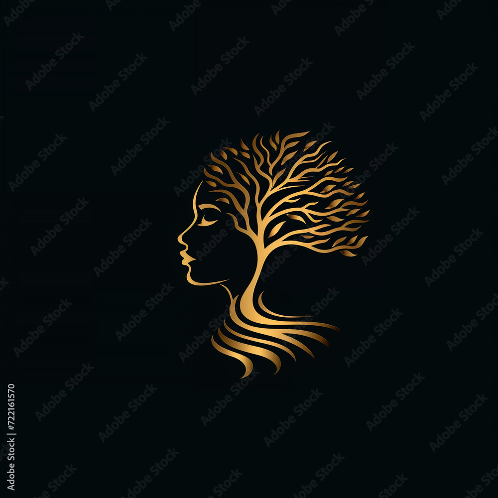 single line trendy minimalist elegant woman face with tree in profile view logo sign with silhouette for conspicuous flat modern logotype design single line trendy minimalist elegant woman face with tree in profile view logo sign with silhouette for conspicuous flat modern logotype design