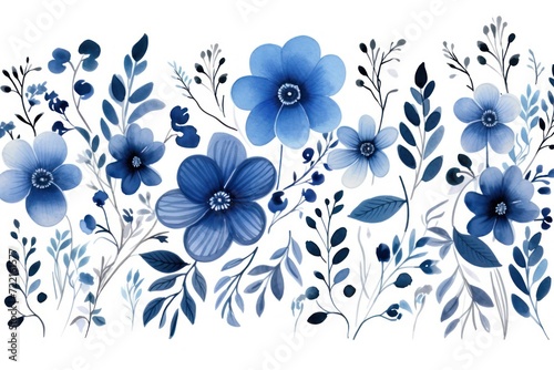 Midnight blue several pattern flower  sketch  illust  abstract watercolor