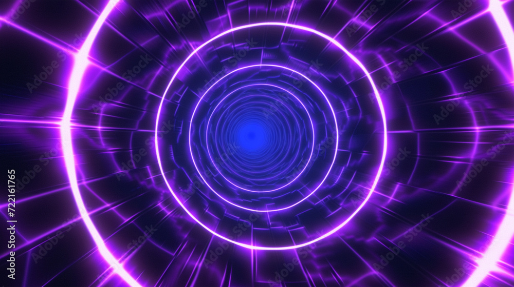 Loop Of The Sci-Fi Net Purple And Blue Tunnel Wormhole. Creative background. Copy paste area for texture