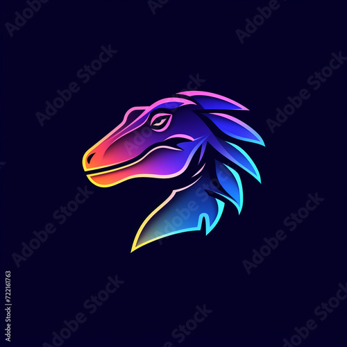 Fototapeta Naklejka Na Ścianę i Meble -  single line trendy minimalist dinosaur logo sign with silhouette for conspicuous flat modern logotype design