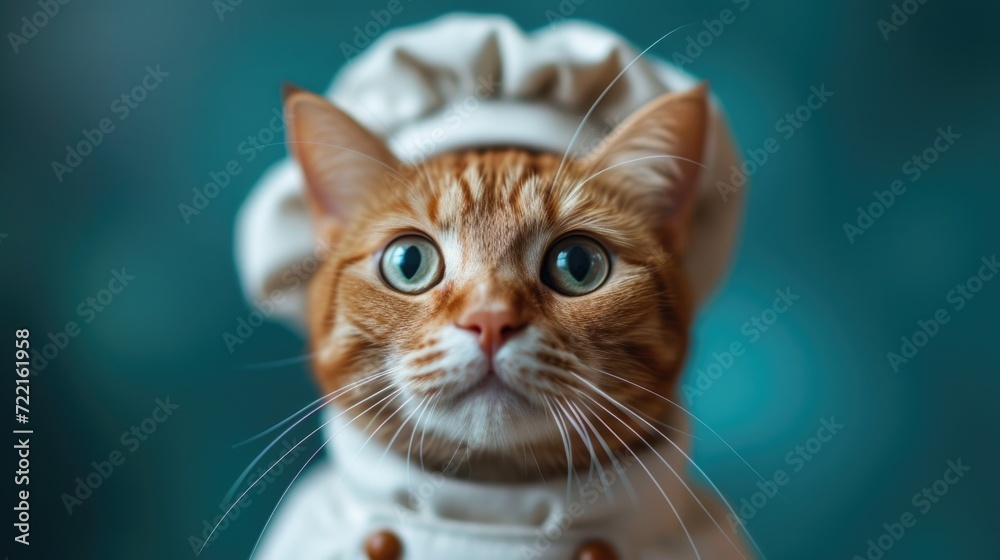 the cat in Chef costume 