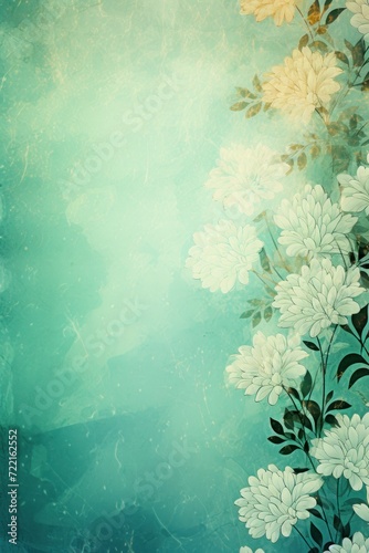 mint abstract floral background with natural grunge textures
