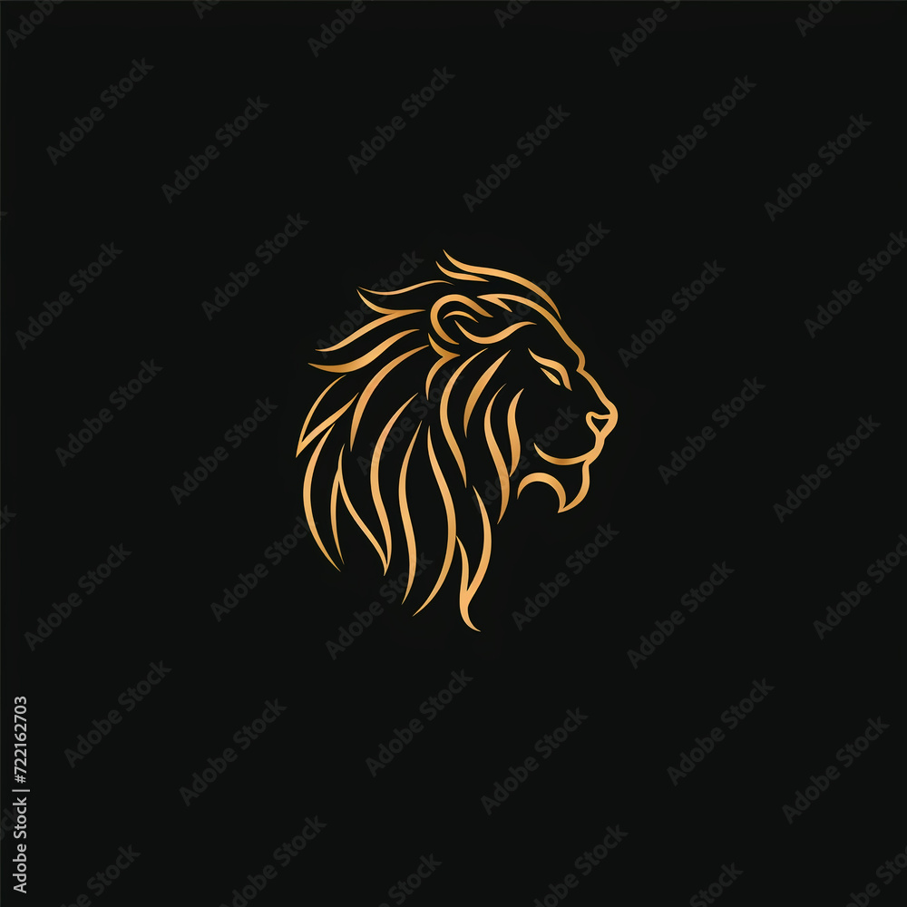Fototapeta premium single line trendy minimalist lion head logo sign with silhouette for conspicuous flat modern logotype design