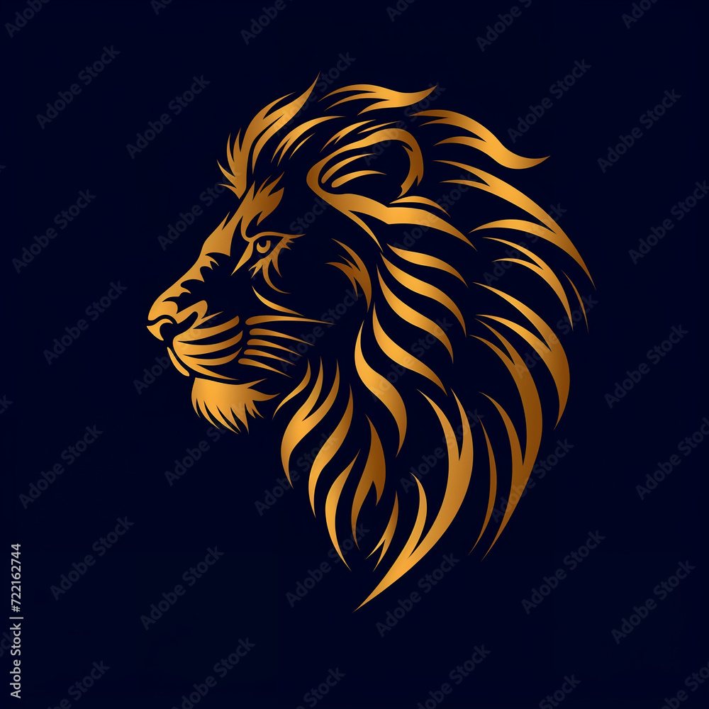 Fototapeta premium single line trendy minimalist lion head logo sign with silhouette for conspicuous flat modern logotype design