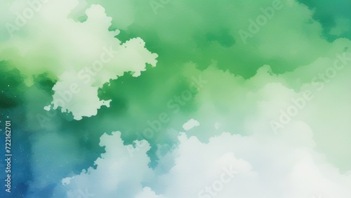 blue green and white watercolor background with abstract cloudy sky concept with color splash design and fringe bleed stains and blobs