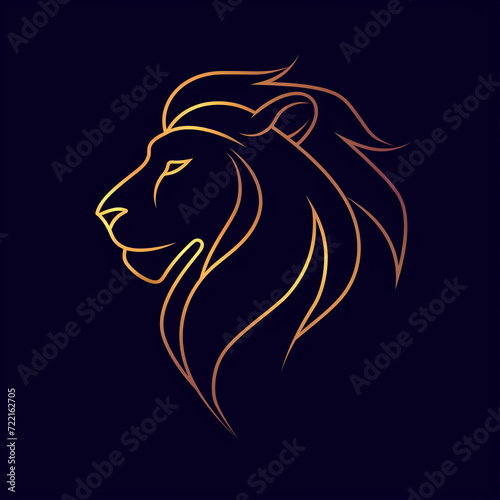 single line trendy minimalist lion head logo sign with silhouette for conspicuous flat modern logotype design