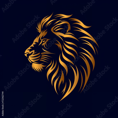 single line trendy minimalist lion head logo sign with silhouette for conspicuous flat modern logotype design