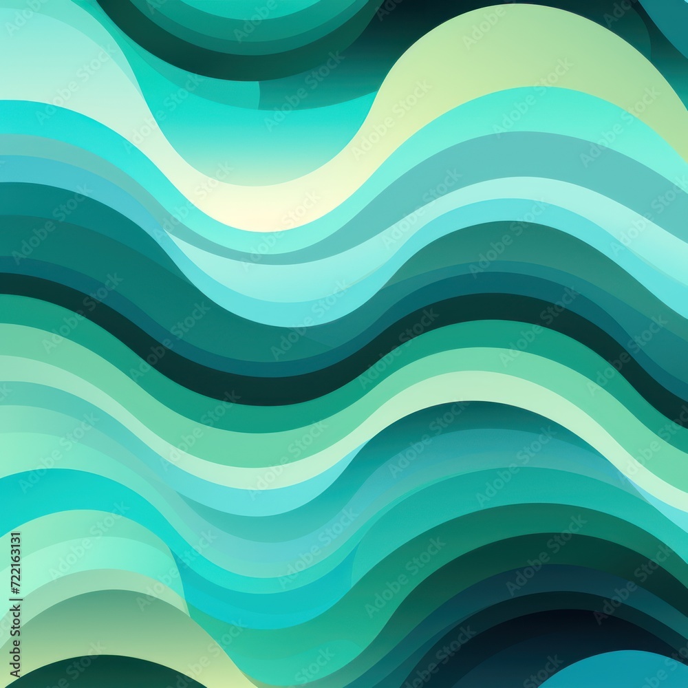 Mint gradient colorful geometric abstract circles and waves pattern background