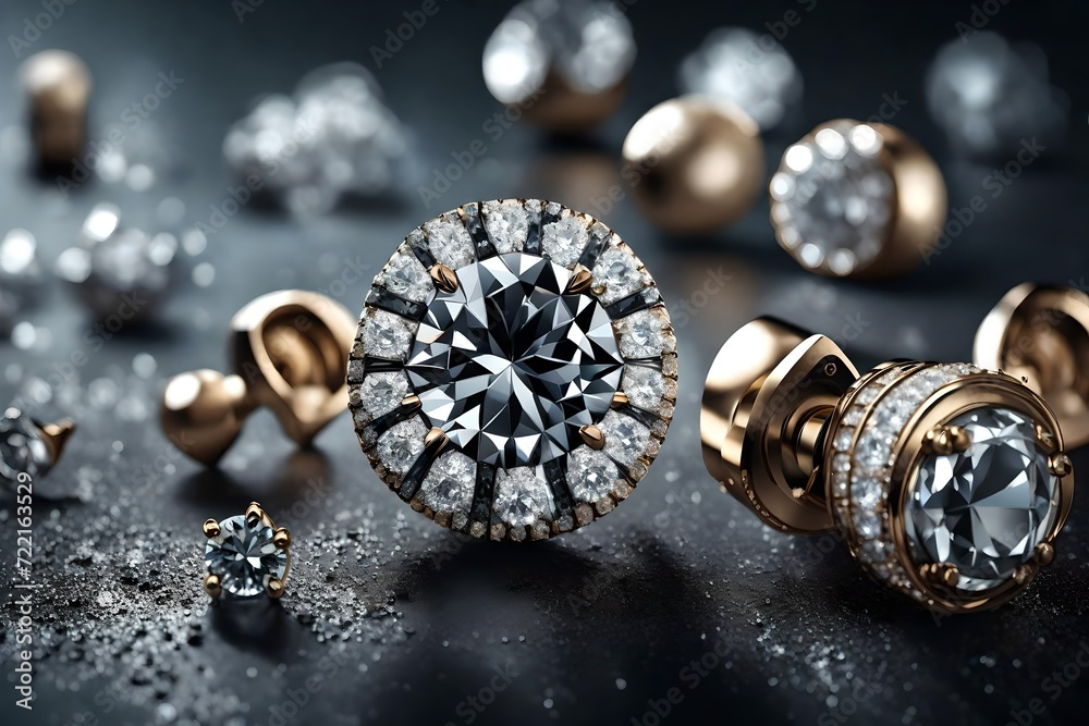 A composition highlighting the diversity of diamond earrings, the HD camera capturing their individual charm and sophistication in impressive A composition highlighting the diversity of diamond earrings, the HD camera capturing their individual charm and sophistication in impressive
