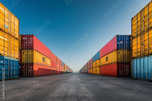 containers on shipment, full ship, with wide angle shot.